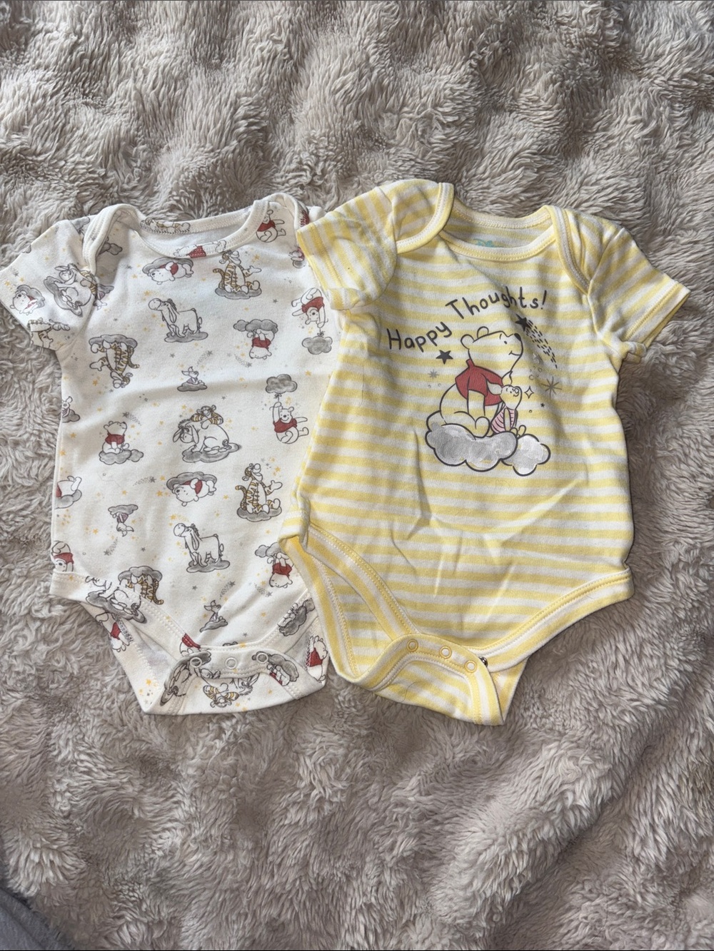 Disney Yellow Striped Winnie the Pooh Baby One-Piece Bodysuit